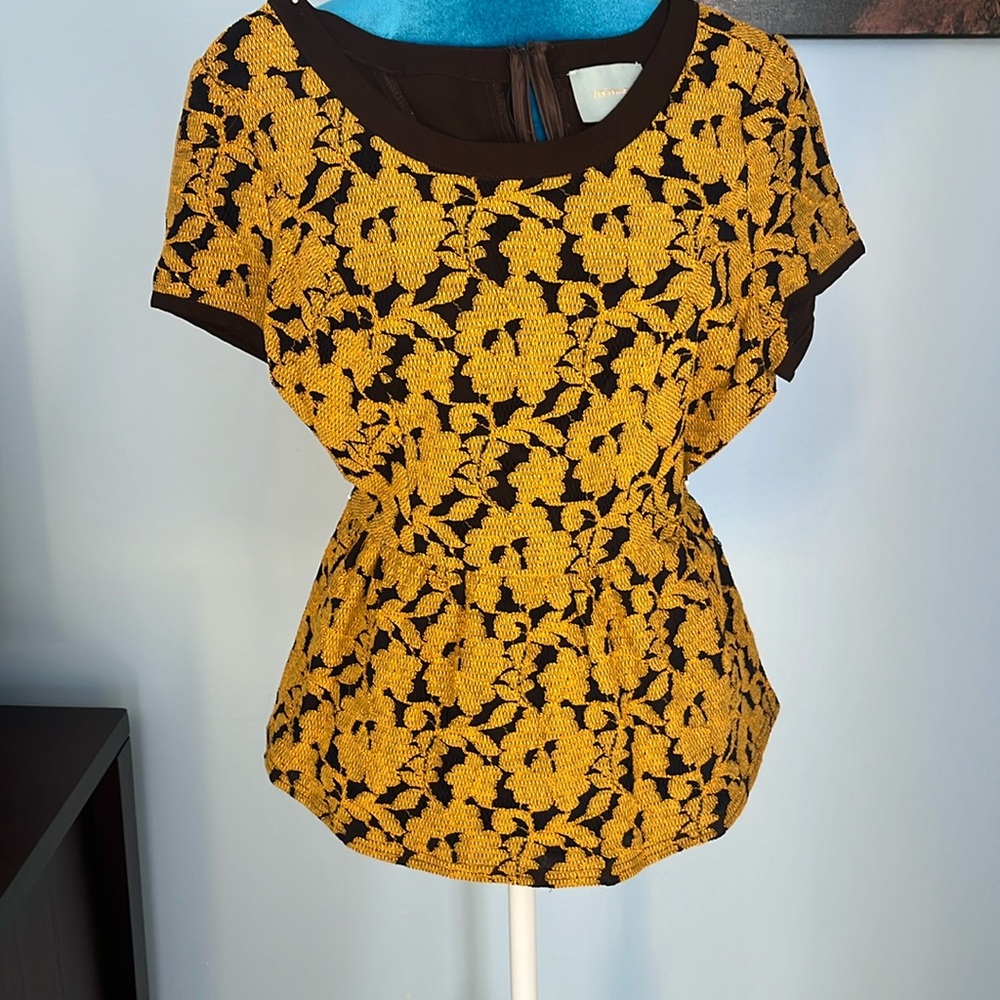 Gold and Brown Peplum shirt